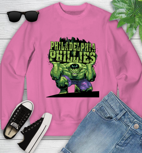 Philadelphia Phillies MLB Baseball Incredible Hulk Marvel Avengers Sports Youth Sweatshirt 8 Philadelphia Phillies MLB Baseball Incredible Hulk Marvel Avengers Sports Youth Sweatshirt - Image 8