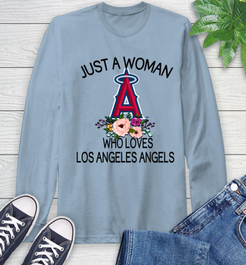 MLB Just A Woman Who Loves Los Angeles Angels Baseball Sports Long Sleeve T-Shirt 6
