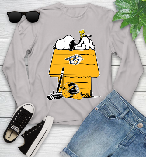Nashville Predators NHL Hockey Snoopy Woodstock The Peanuts Movie Youth Long Sleeve 12