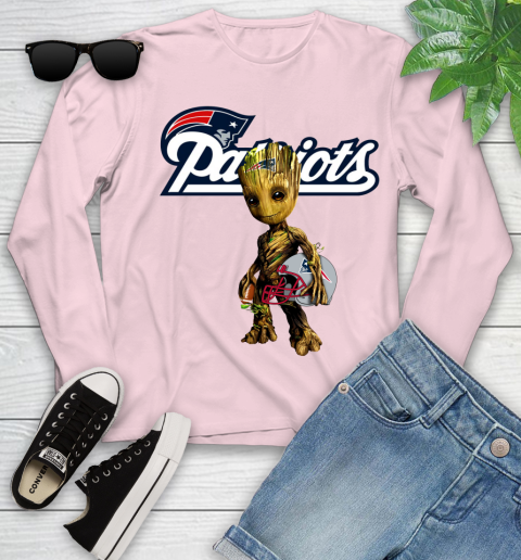 New England Patriots NFL Football Groot Marvel Guardians Of The Galaxy Youth Long Sleeve 10