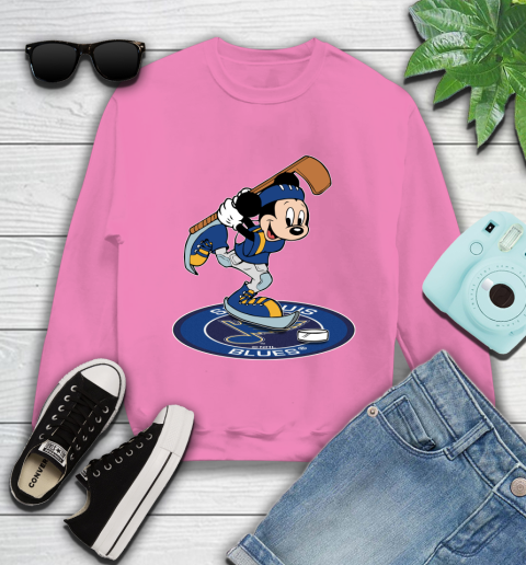 NHL Hockey St.Louis Blues Cheerful Mickey Disney Shirt Youth Sweatshirt 6