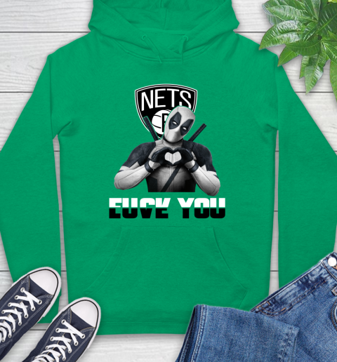 NBA Brooklyn Nets Deadpool Love You Fuck You Basketball Sports Hoodie 8