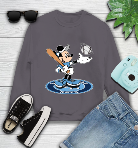 MLB Baseball Tampa Bay Rays Cheerful Mickey Disney Shirt Youth Sweatshirt 5