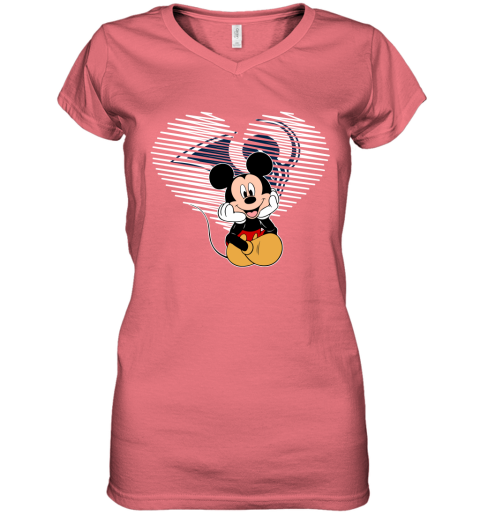 NFL Los Angeles Rams The Heart Mickey Mouse Disney Football T Shirt 8FsR8vWABrI women v neck t shirt 39 95 151514 front coral
