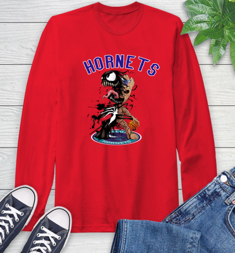 NBA Charlotte Hornets Basketball Venom Groot Guardians Of The Galaxy Long Sleeve T-Shirt 10
