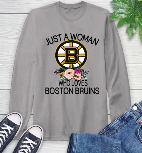 NHL Just A Woman Who Loves Boston Bruins Hockey Sports Long Sleeve T-Shirt 4
