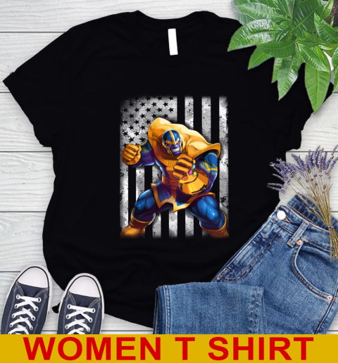 NBA Basketball Golden State Warriors Thanos Marvel American Flag Shirt Women's T-Shirt