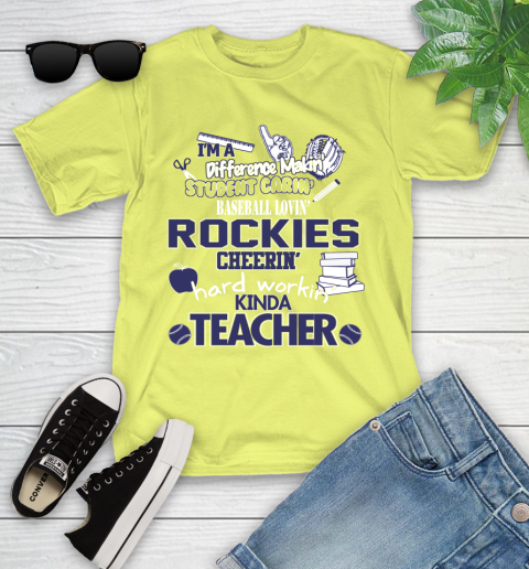 Colorado Rockies MLB I'm A Difference Making Student Caring Baseball Loving Kinda Teacher Youth T-Shirt 10