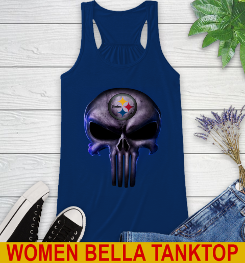 Pittsburgh Steelers NFL Football Punisher Skull Sports Racerback Tank 8 Pittsburgh Steelers NFL Football Punisher Skull Sports Racerback Tank - Image 8