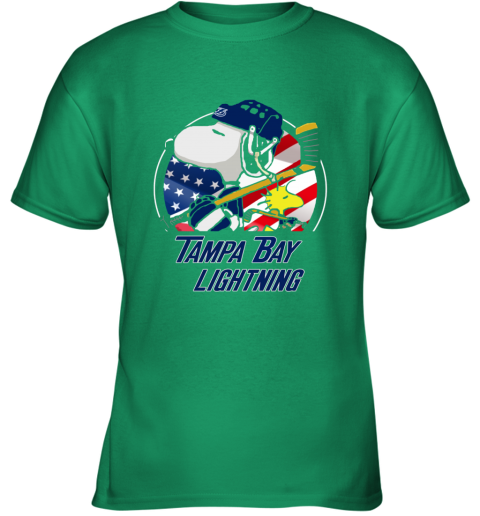 Tampa Bay lightning Snoopy And Woodstock NHL 7jpw tampa bay lightningsnoopy and woodstock nhl youth t shirt 26 front irish green