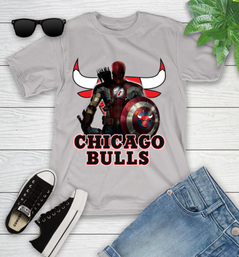 Chicago Bulls NBA Basketball Captain America Thor Spider Man Hawkeye Avengers Youth T-Shirt 12