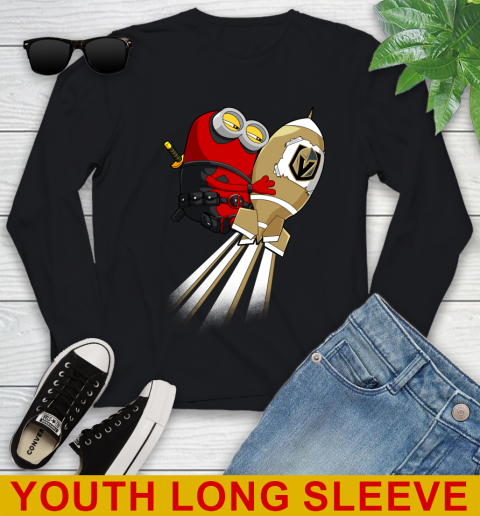 NHL Hockey Vegas Golden Knights Deadpool Minion Marvel Shirt Youth Long Sleeve