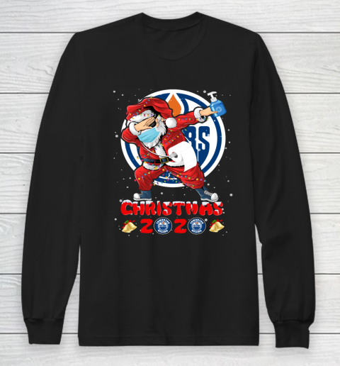 Edmonton Oilers Funny Santa Claus Dabbing Christmas 2020 NHL Long Sleeve T-Shirt