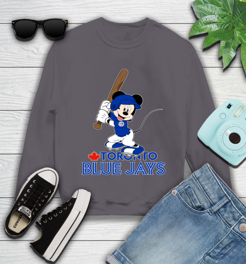 MLB Baseball Toronto Blue Jays Cheerful Mickey Mouse Shirt Youth Sweatshirt 5