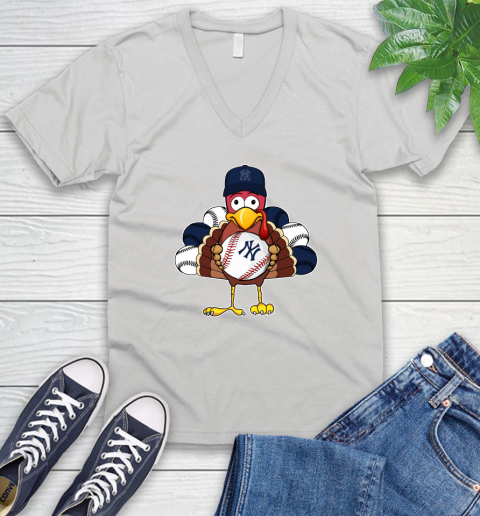 New York Yankees Turkey thanksgiving V-Neck T-Shirt