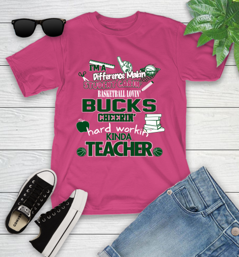Milwaukee Bucks NBA I'm A Difference Making Student Caring Basketball Loving Kinda Teacher Youth T-Shirt 11
