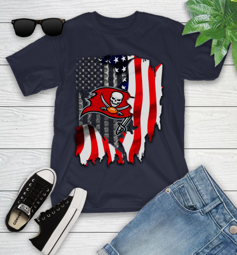 Tampa Bay Buccaneers NFL Football American Flag Youth T-Shirt 2