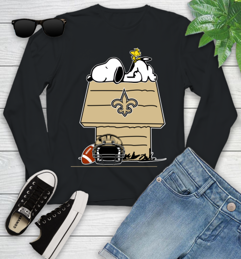 New Orleans Saints NFL Football Snoopy Woodstock The Peanuts Movie Youth Long Sleeve 2