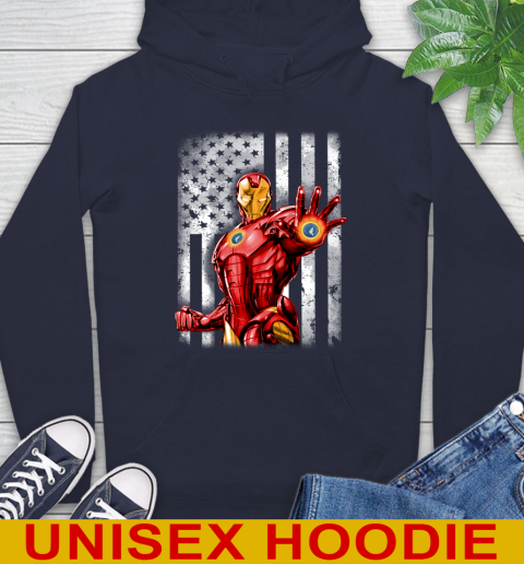 Minnesota Timberwolves NBA Basketball Iron Man Avengers American Flag Shirt Hoodie - Image 4