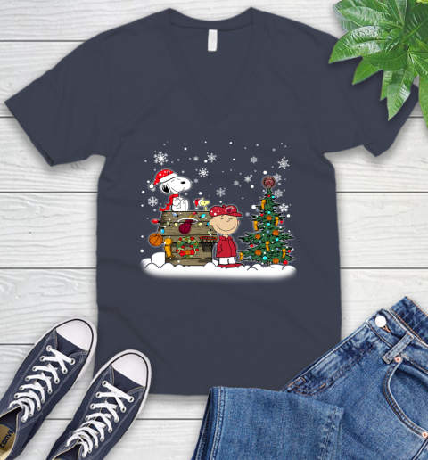 Miami Heat NBA Basketball Christmas The Peanuts Movie Snoopy Championship V-Neck T-Shirt 8