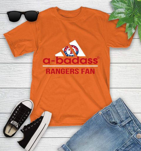 MLB A Badass Texas Rangers Fan Adidas Baseball Sports Youth T-Shirt 9