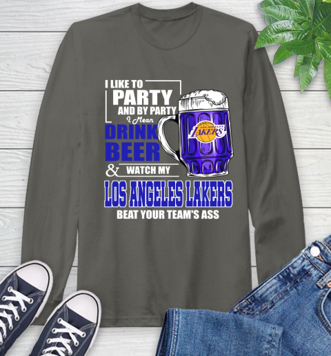NBA Drink Beer and Watch My Los Angeles Lakers Beat Your Team's Ass Basketball Long Sleeve T-Shirt 9