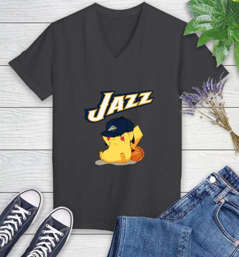NBA Pikachu Basketball Sports Utah Jazz Women's V-Neck T-Shirt 8