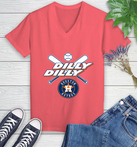 MLB Houston Astros Dilly Dilly Baseball Sports Women's V-Neck T-Shirt 6