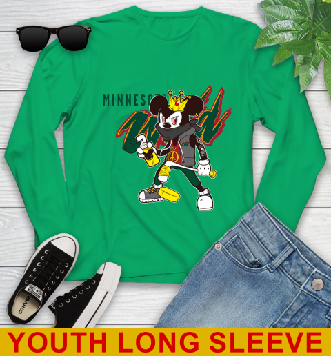 Minnesota Wild NHL Hockey Mickey Peace Sign Sports Youth Long Sleeve 7