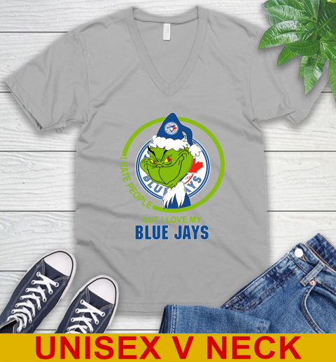 Toronto Blue Jays MLB Christmas Grinch I Hate People But I Love My Favorite Baseball Team V-Neck T-Shirt 4