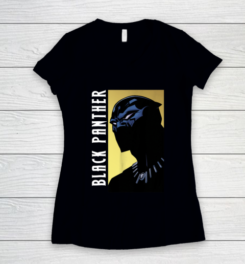 Marvel Black Panther Character Profile Intro Graphic Women's V-Neck T-Shirt
