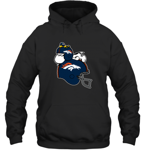 Snoopy And Woodstock Resting On Denver Broncos Helmet