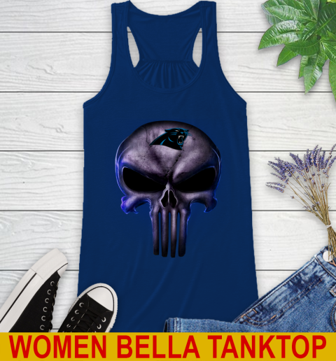 Carolina Panthers NFL Football Punisher Skull Sports Racerback Tank 7