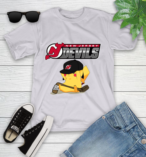 NHL Pikachu Hockey Sports New Jersey Devils Youth T-Shirt 4
