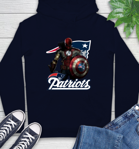 NFL Captain America Thor Spider Man Hawkeye Avengers Endgame Football New England Patriots Hoodie 4