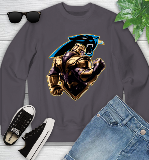 NFL Thanos Avengers Endgame Football Sports Carolina Panthers Youth Sweatshirt 6