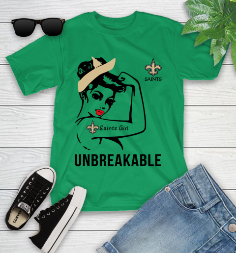 NFL New Orleans Saints Girl Unbreakable Football Sports Youth T-Shirt 3