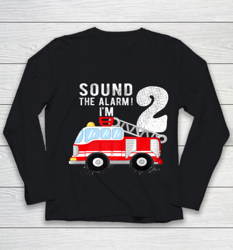 Kids Firefighter 2nd Birthday Boy 2 Year Old Fire Truck Youth Long Sleeve