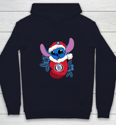 San Diego Padres Christmas Stitch In The Sock Funny Disney MLB Youth Hoodie 3