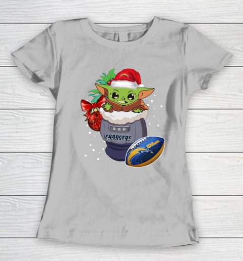 Los Angeles Chargers Christmas Baby Yoda Star Wars Funny Happy NFL Women's T-Shirt 6