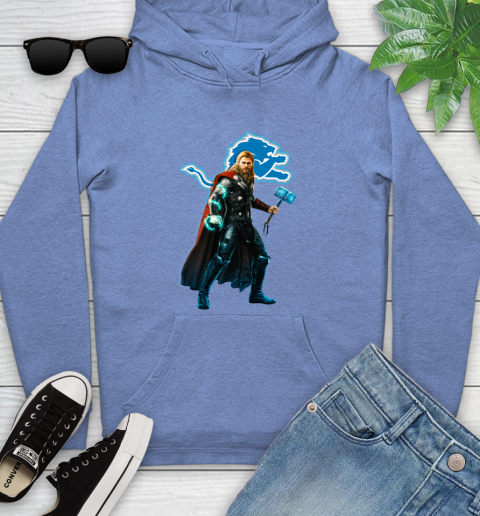 NFL Thor Avengers Endgame Football Detroit Lions Youth Hoodie 12