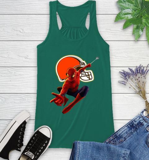 NFL Spider Man Avengers Endgame Football Cleveland Browns Racerback Tank 7