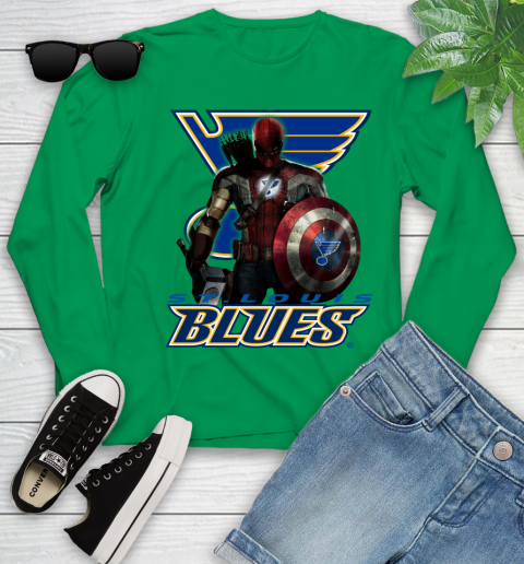 NHL Captain America Thor Spider Man Hawkeye Avengers Endgame Hockey St.Louis Blues Youth Long Sleeve 6