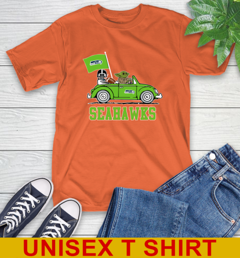 NFL Football Seattle Seahawks Darth Vader Baby Yoda Driving Star Wars Shirt T-Shirt 5