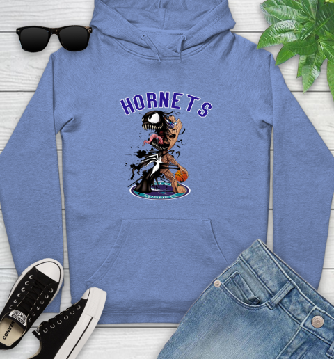 NBA Charlotte Hornets Basketball Venom Groot Guardians Of The Galaxy Youth Hoodie 12