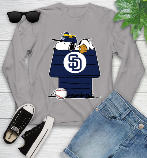 MLB San Diego Padres Snoopy Woodstock The Peanuts Movie Baseball T Shirt Youth Long Sleeve 5
