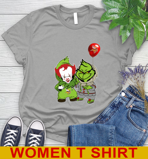 Minnesota Vikings Baby Pennywise Grinch Christmas NFL Football Women's T-Shirt 11
