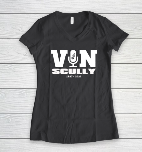 Vin Scully Microphone 1927 2022 Women's V-Neck T-Shirt 4