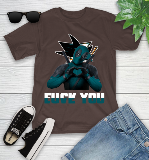 NHL San Jose Sharks Deadpool Love You Fuck You Hockey Sports Youth T-Shirt 7