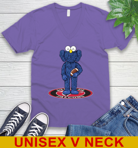 NFL Football Atlanta Falcons Kaws Bff Blue Figure Shirt V-Neck T-Shirt 9